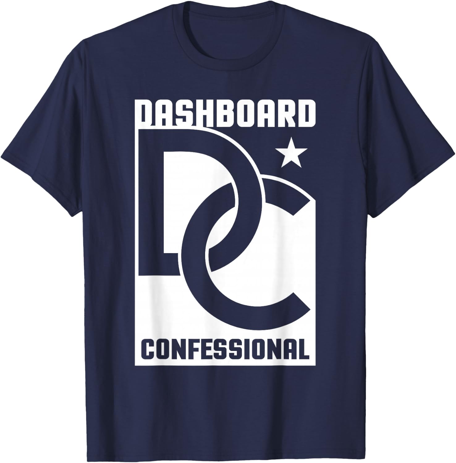 Dashboard Confessional - Linked Logo , Small, Black T-Shirt - T-Shirt | Navy