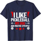 Funny I Like Pickleball My Dog And Maybe 3 People Hockey Dog Men Women Kids T-Shirt - T-Shirt | Navy
