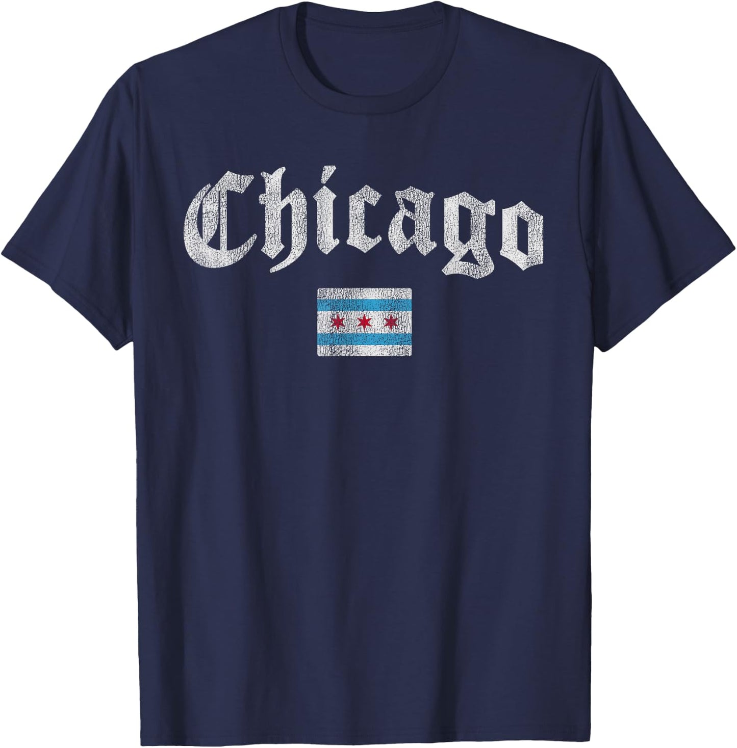 Retro Chicago Flag Souvenir Women Kids Men T-Shirt - T-Shirt | Navy