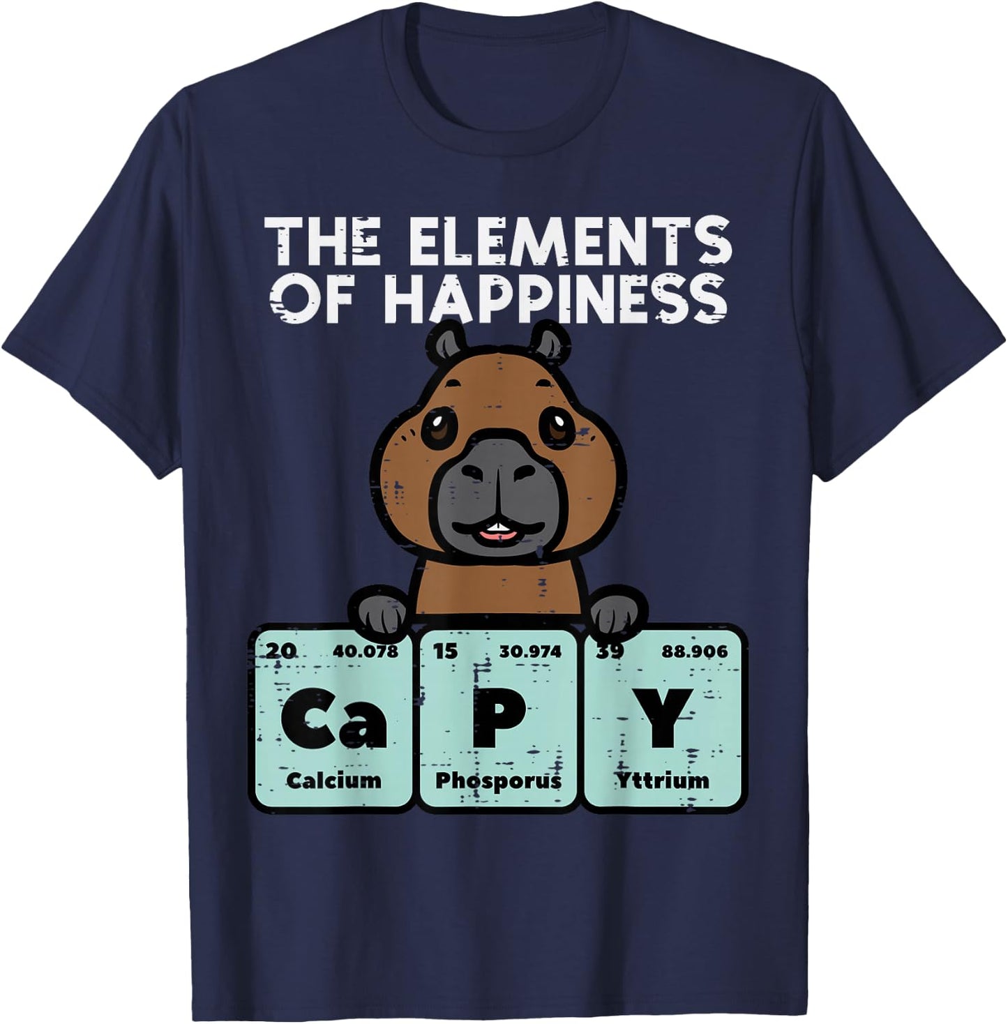 Capybara Elements of Happiness Capy Science Men Women Kids T-Shirt - T-Shirt | Navy