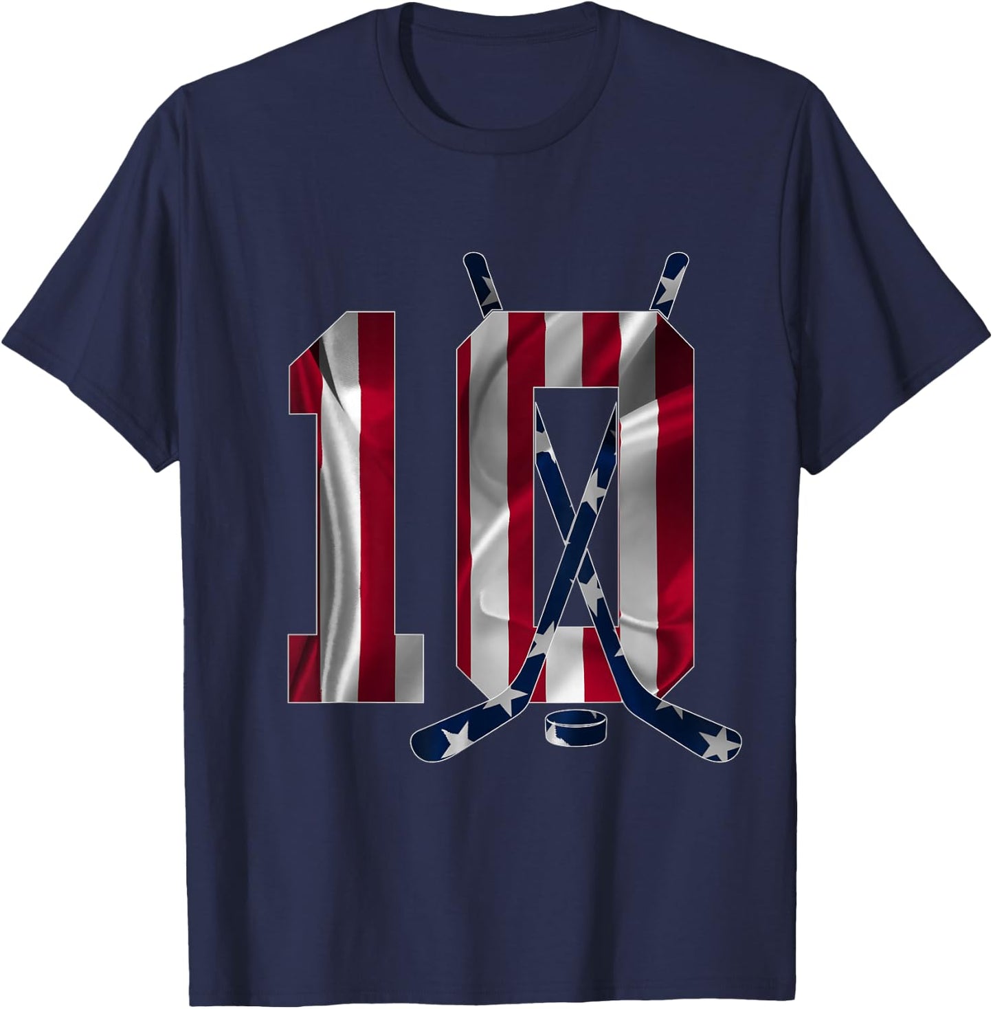 Number 10 Years Ice Hockey 10th Birthday T-Shirt - T-Shirt | Navy
