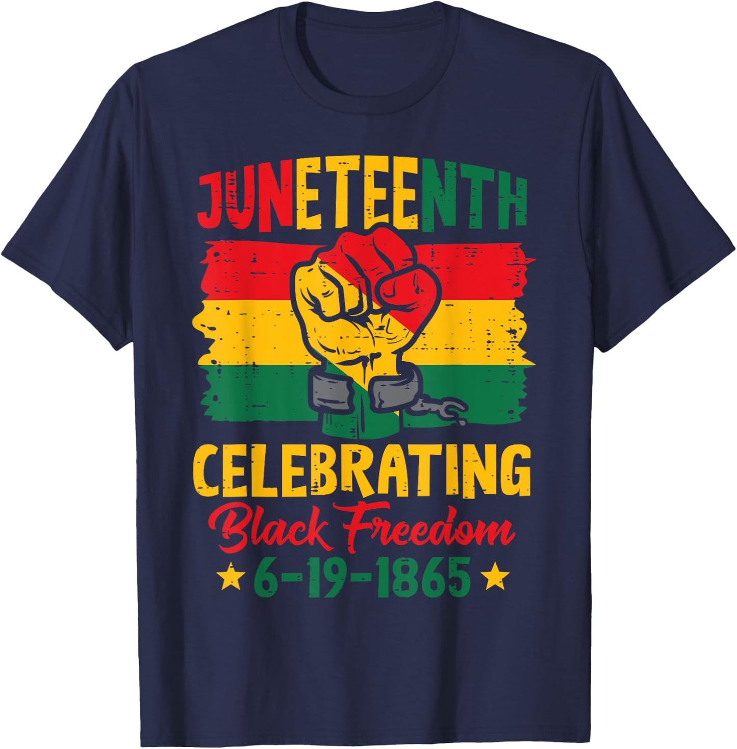 Juneteenth Celebrating Black Freedom Fist Women Men Kids T-Shirt - T-Shirt | Navy