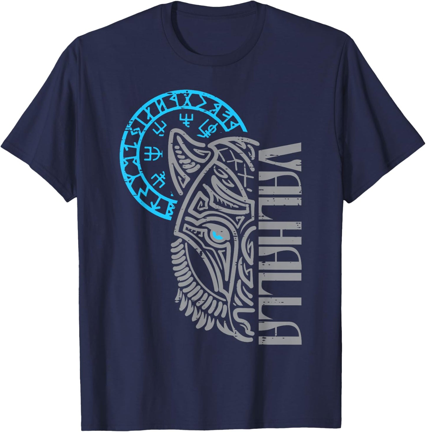 Viking Valhalla Wolf Mask Norse Mythology Men Women Kids T-Shirt - T-Shirt | Navy
