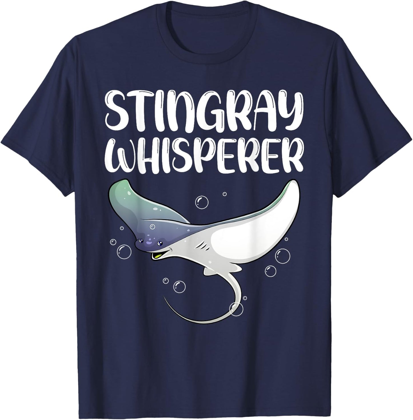 Cute Stingray Design Women Kids Fish Stingray Lovers T-Shirt - T-Shirt | Navy