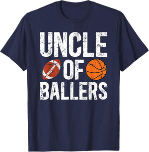 Uncle Of Ballers Proud Football Basketball Uncle T-Shirt - T-Shirt | Navy
