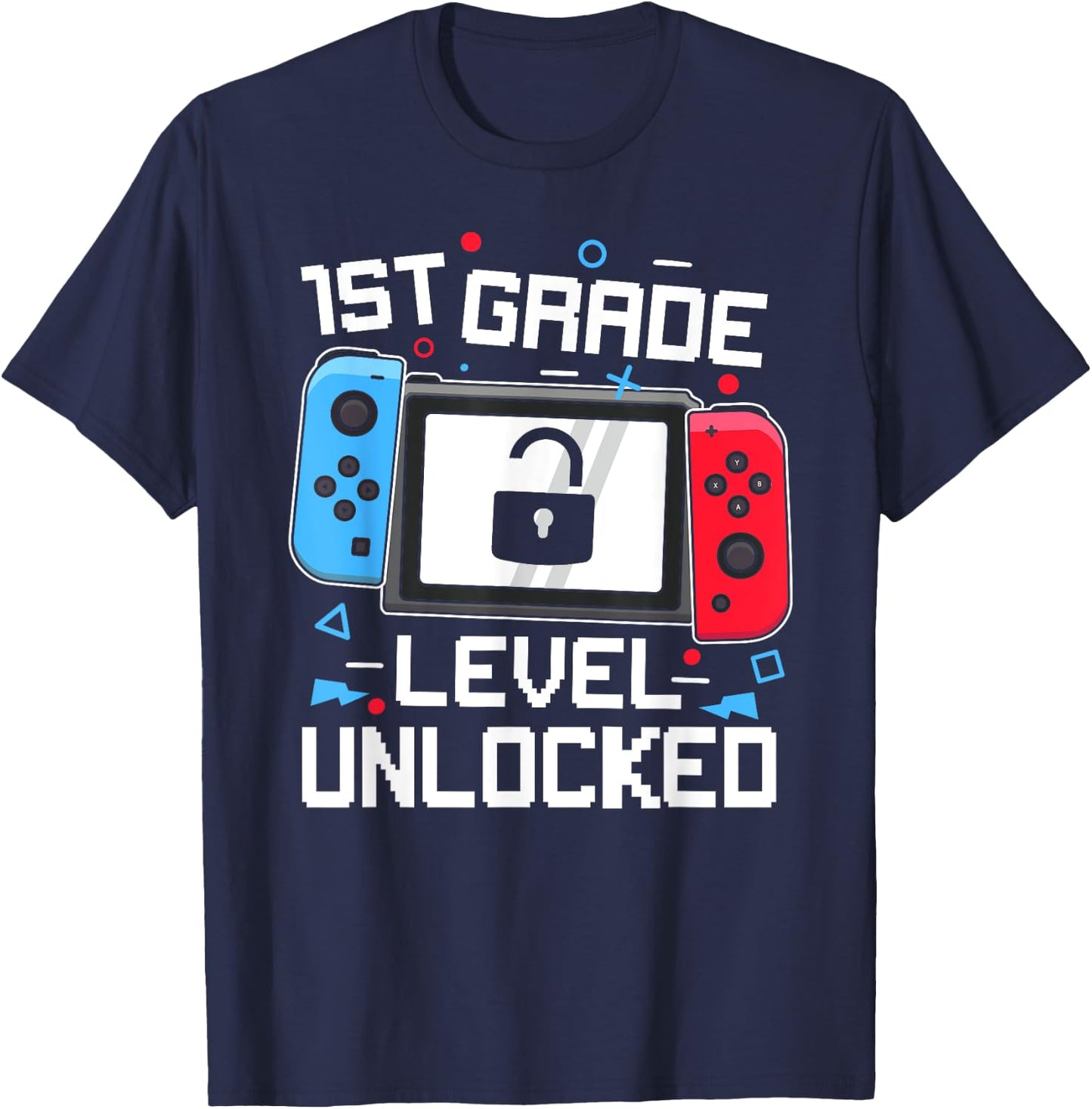 1st Grade Level Unlocked Video Game Back to School Boys T-Shirt - T-Shirt | Navy