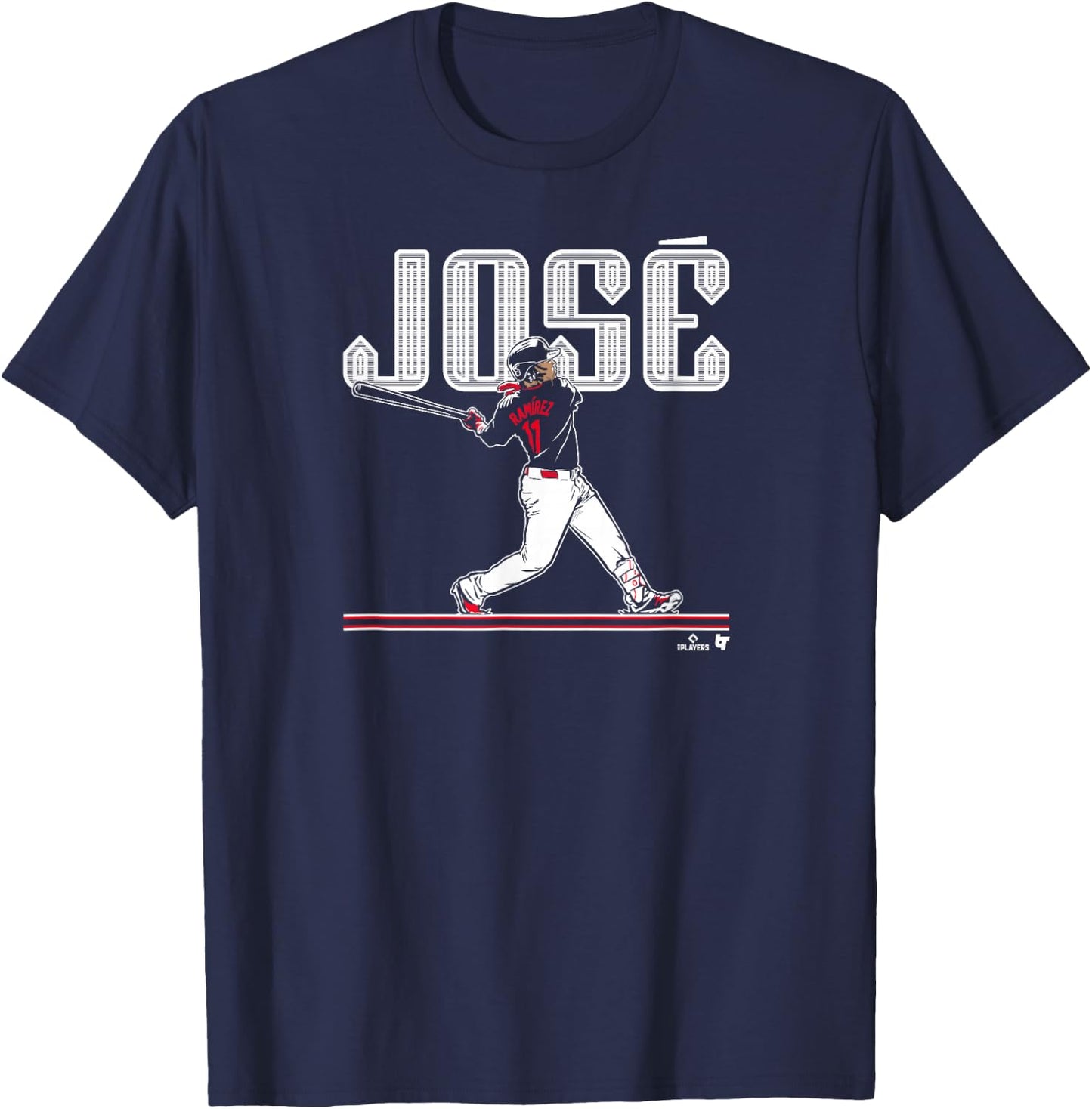 Jose Ramirez - Slugger Swing - Cleveland Baseball T-Shirt - T-Shirt | Navy