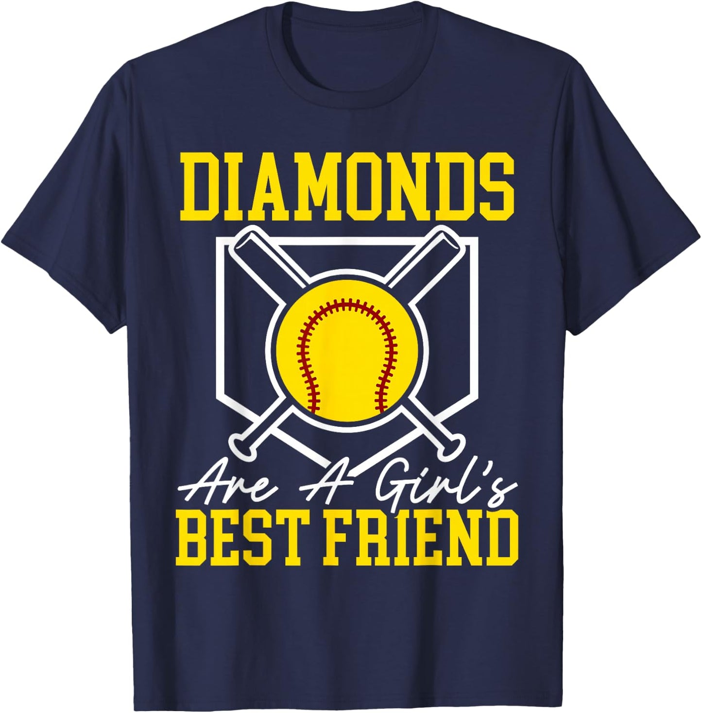 Diamonds Are A Girl's Best Friend Softball Player T-Shirt - T-Shirt | Navy