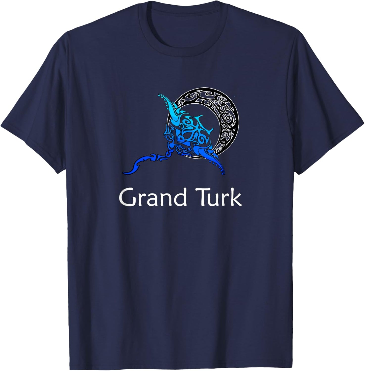 Grand Turk Tribal Stinkray Design Retro Souvenir T-Shirt - T-Shirt | Navy