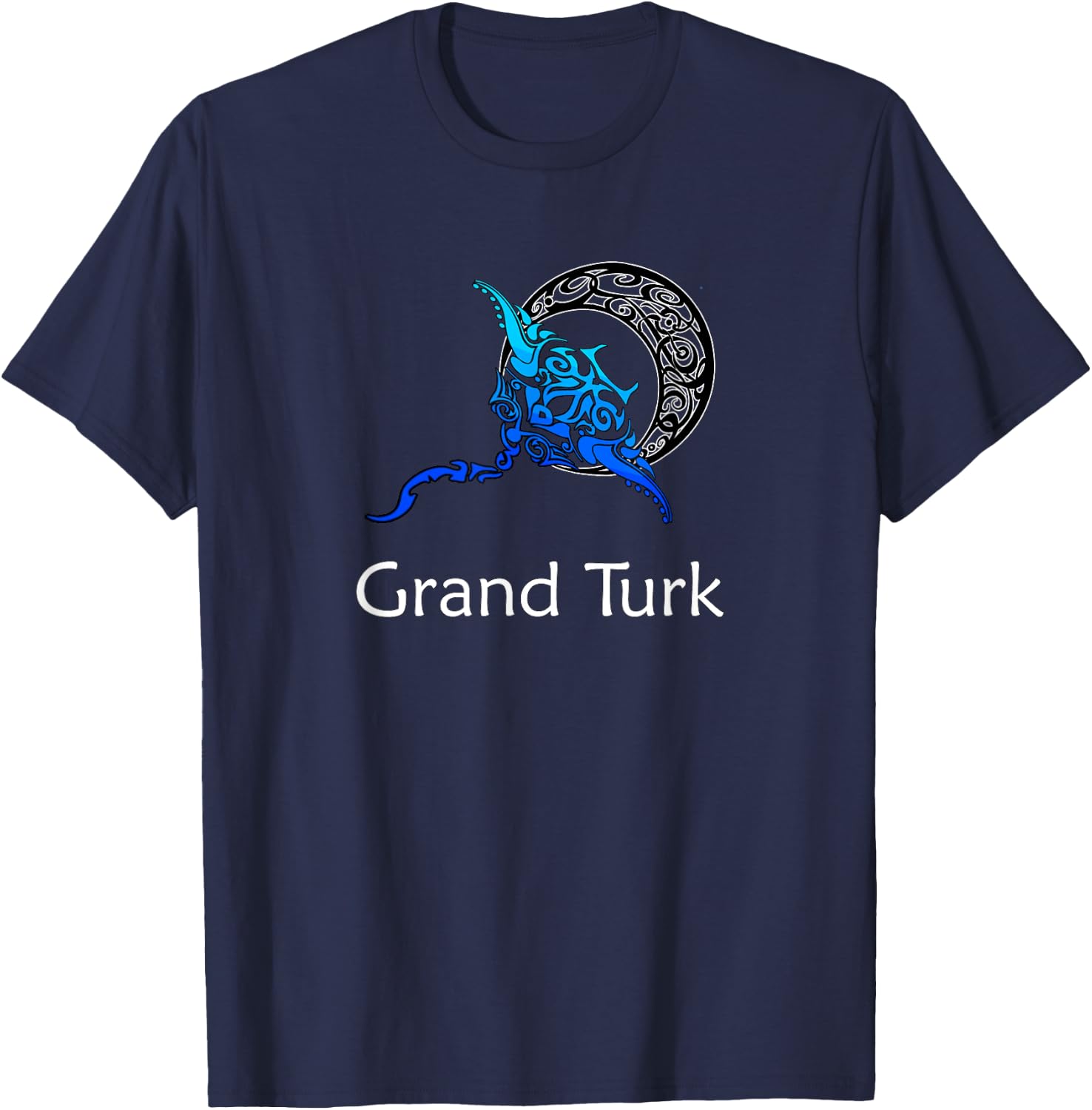 Grand Turk Tribal Stinkray Design Retro Souvenir T-Shirt - T-Shirt | Navy