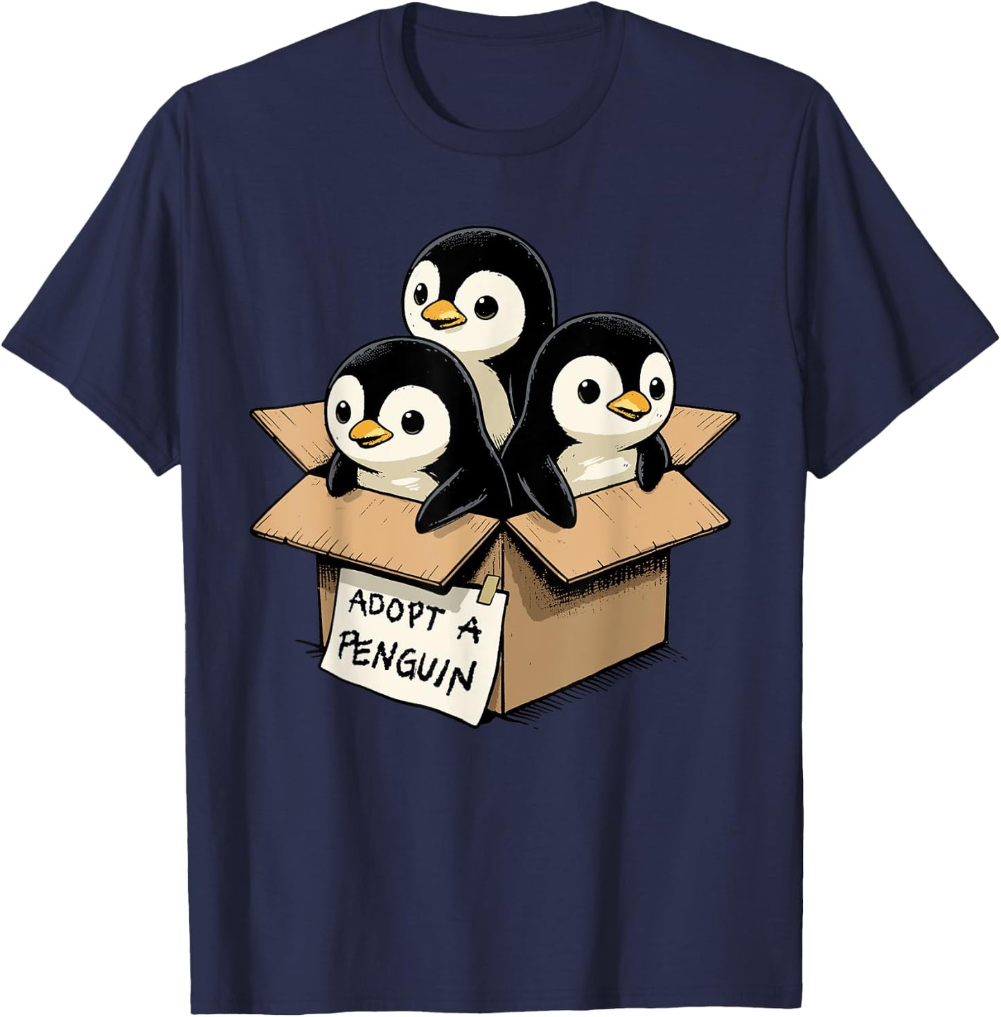 Adopt a Penguin Shirt Cute Little Animal Penguin Lover T-Shirt - T-Shirt | Navy