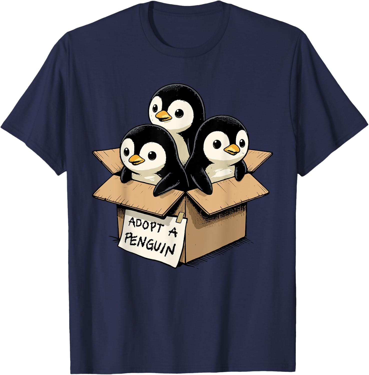 Adopt a Penguin Shirt Cute Little Animal Penguin Lover T-Shirt - T-Shirt | Navy