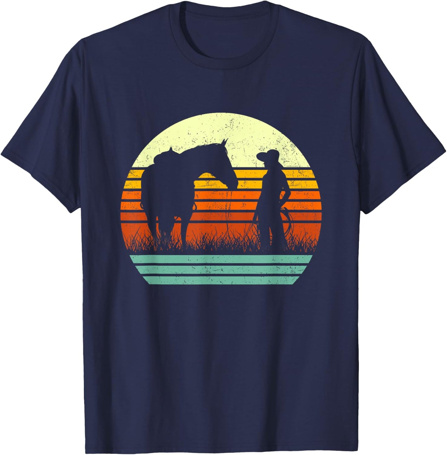 Retro Horse Lover & Girl I Love My Horses T-Shirt - T-Shirt | Navy