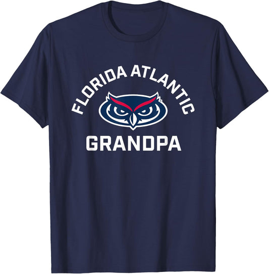 Florida Atlantic University FAU Owls Arched Grandpa T-Shirt - T-Shirt | Navy