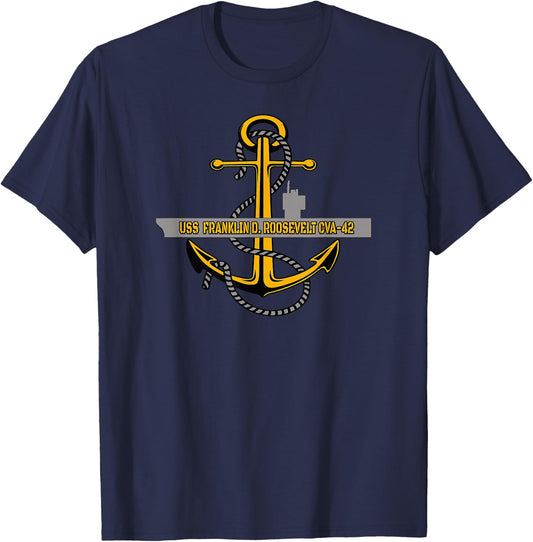 Aircraft Carrier USS Franklin D. Roosevelt CVA-42 Veterans T-Shirt - T-Shirt | Navy