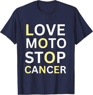 Love Moto Stop Cancer T-Shirt - T-Shirt | Navy