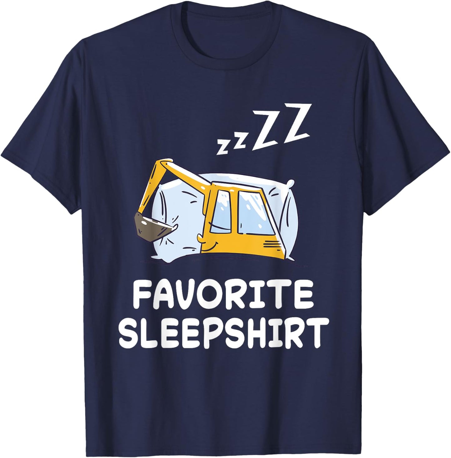 Dredger Digger Excavator Nap Sleeping Sleep Pajama Nightgown T-Shirt - T-Shirt | Navy