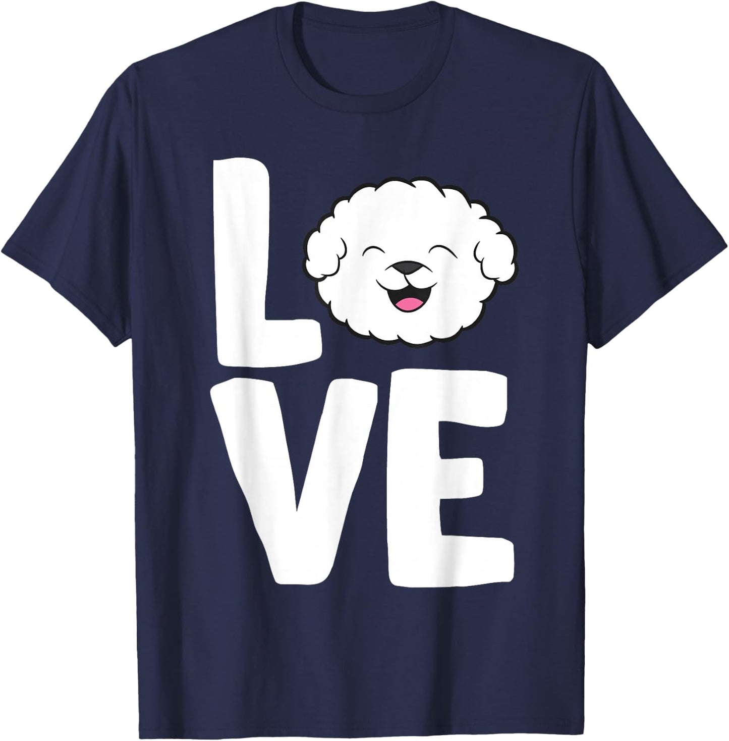I Love Bichon Frise Dogs T-Shirt - T-Shirt | Navy