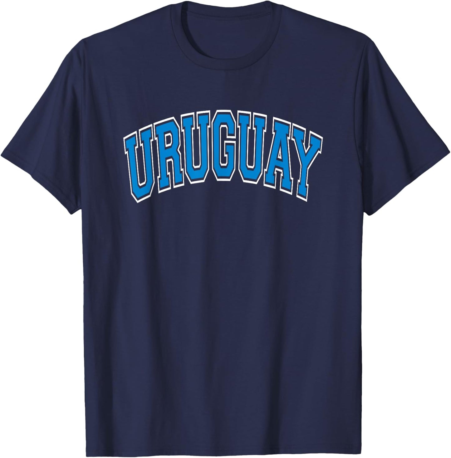 Uruguay Arched Blue Text T-Shirt - T-Shirt | Navy