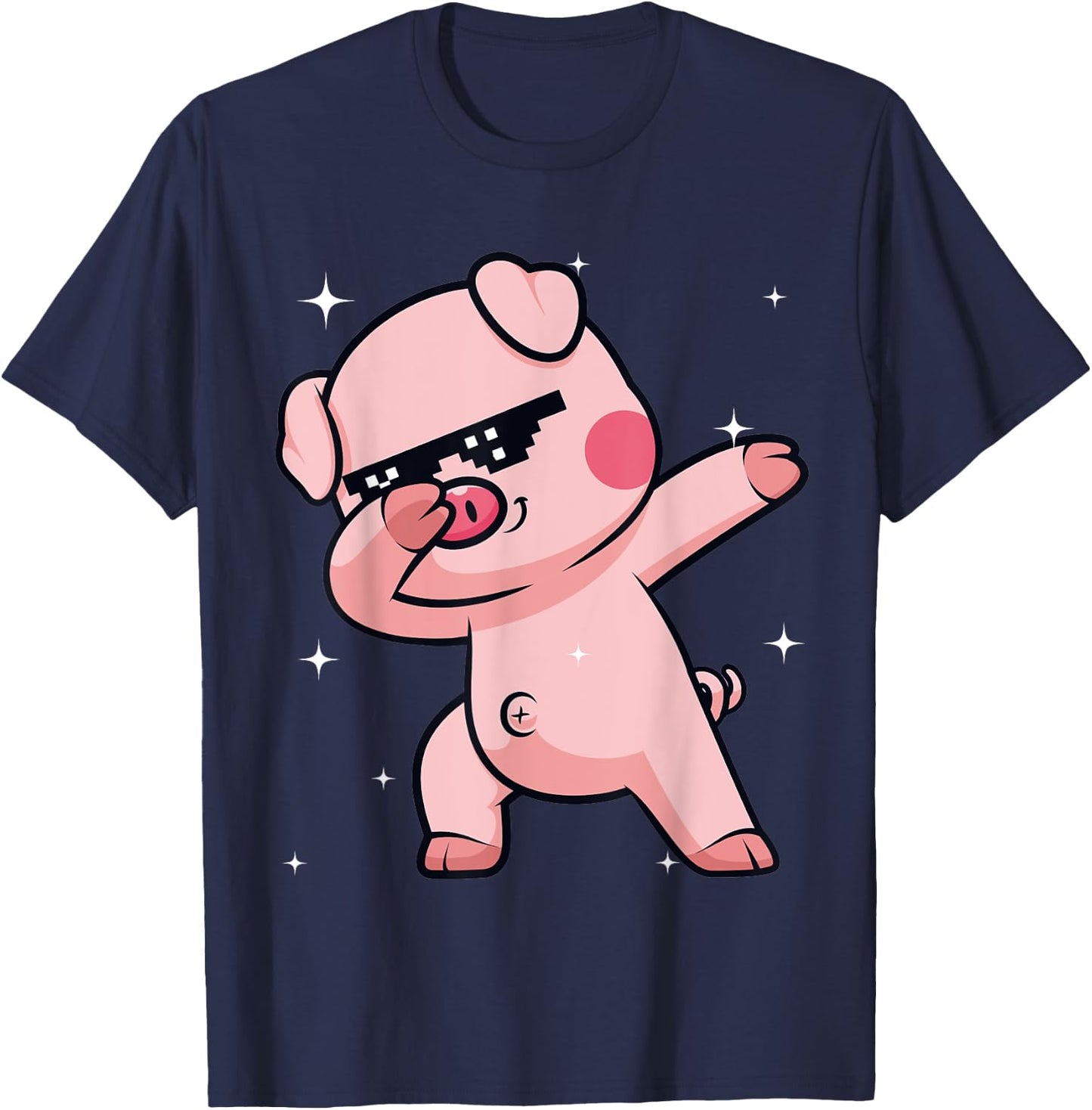 Men Women Kids Funny Pig Dabbing Animals Wildlife Parties T-Shirt - T-Shirt | Navy