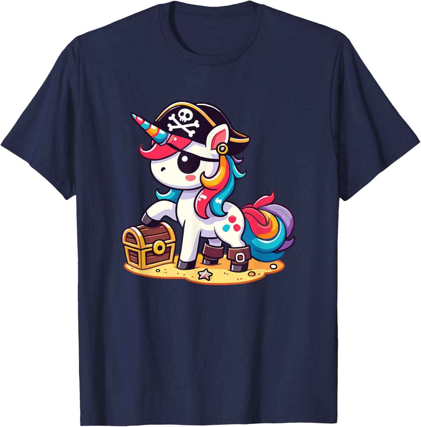 Unicorn Pirate Costume Halloween T-Shirt - T-Shirt | Navy