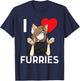 Cute I Heart Furries Furry Fandom Love T-Shirt - T-Shirt | Navy