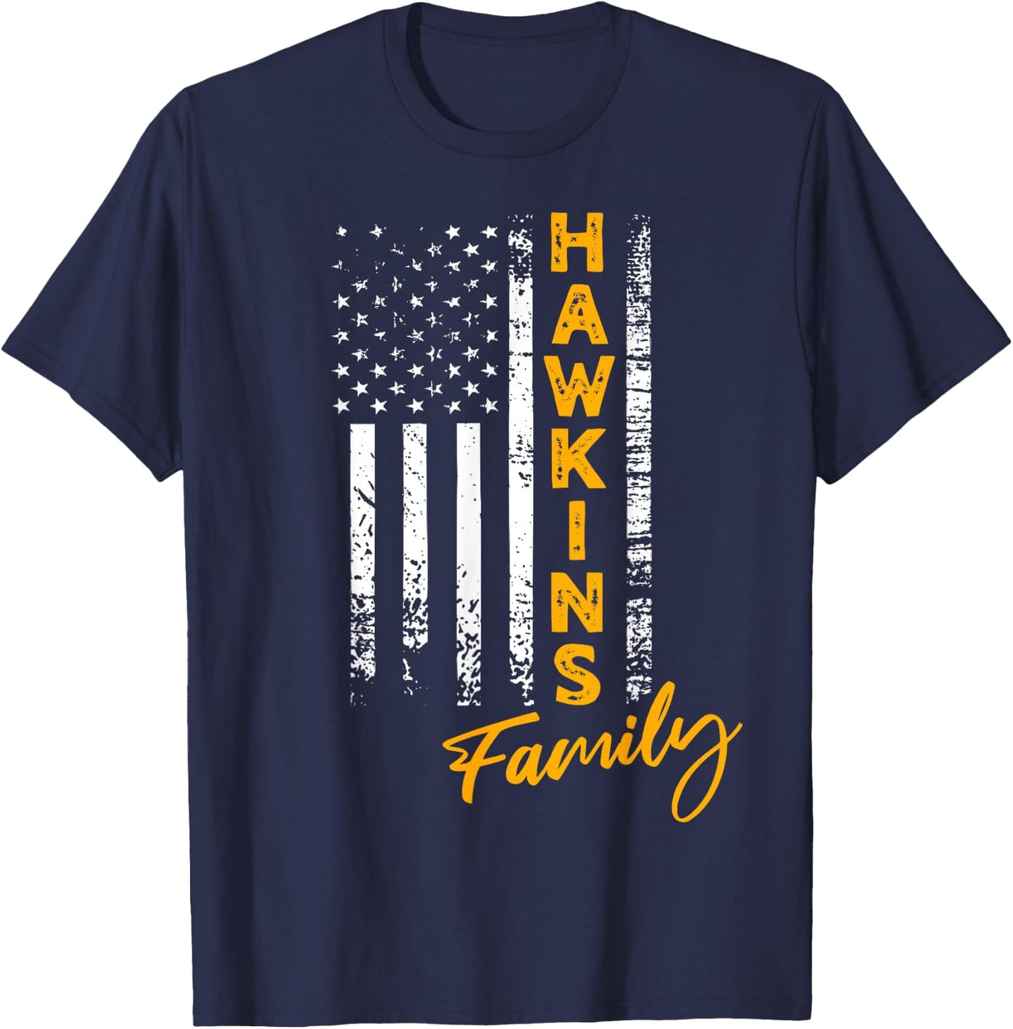 Hawkins Surname American Hawkins Last Name Hawkins T-Shirt - T-Shirt | Navy