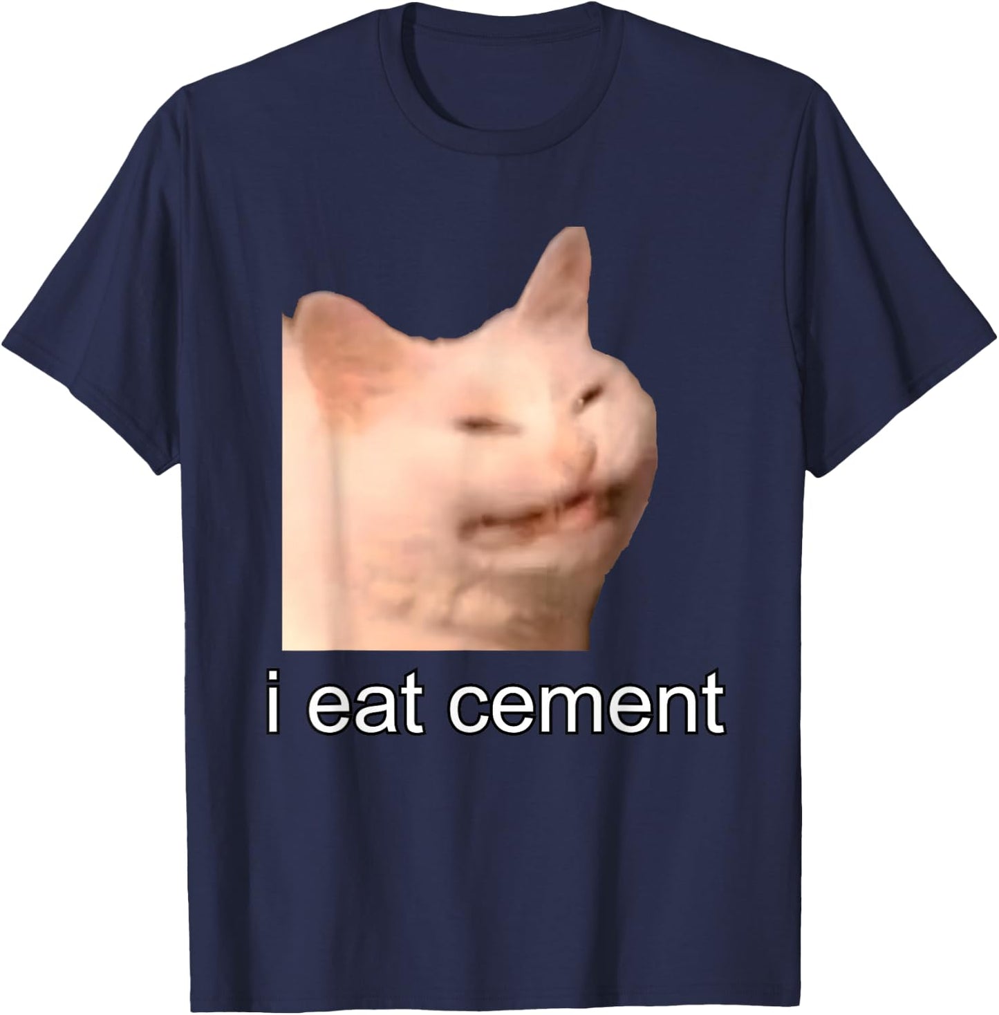 I Eat Cement Cursed Cat Funny Oddly Specific Meme T-Shirt - T-Shirt | Navy