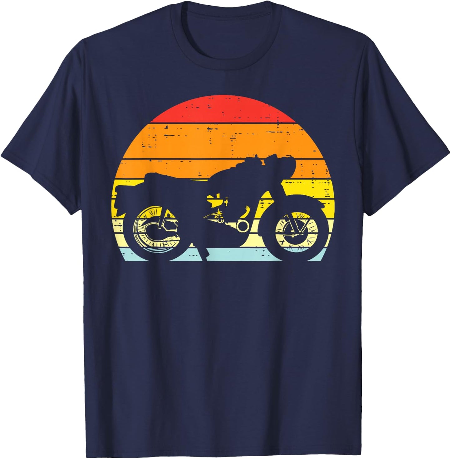 Biker Motorcycle Sunset Retro Motorbike Men Boys Kids Women T-Shirt - T-Shirt | Navy