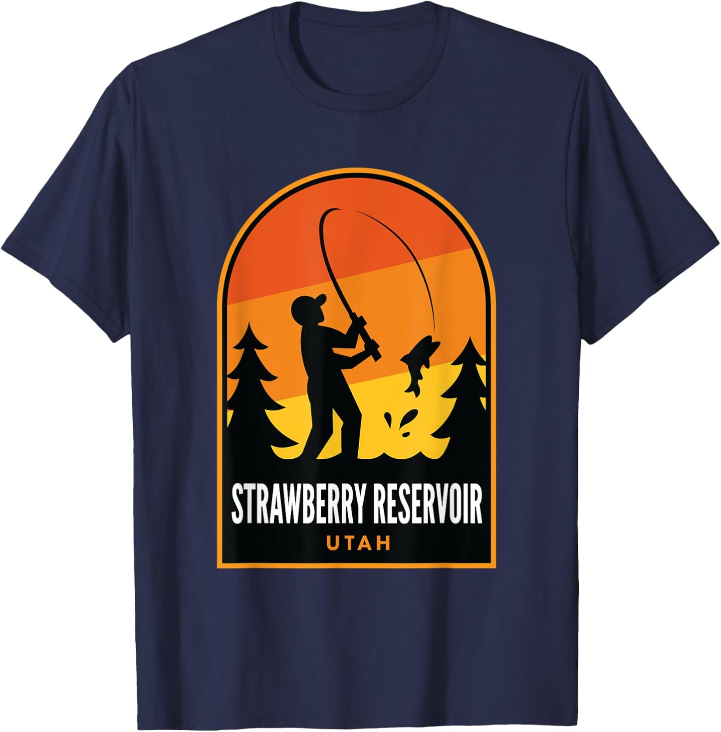 Strawberry Reservoir Utah Fishing T-Shirt - T-Shirt | Navy