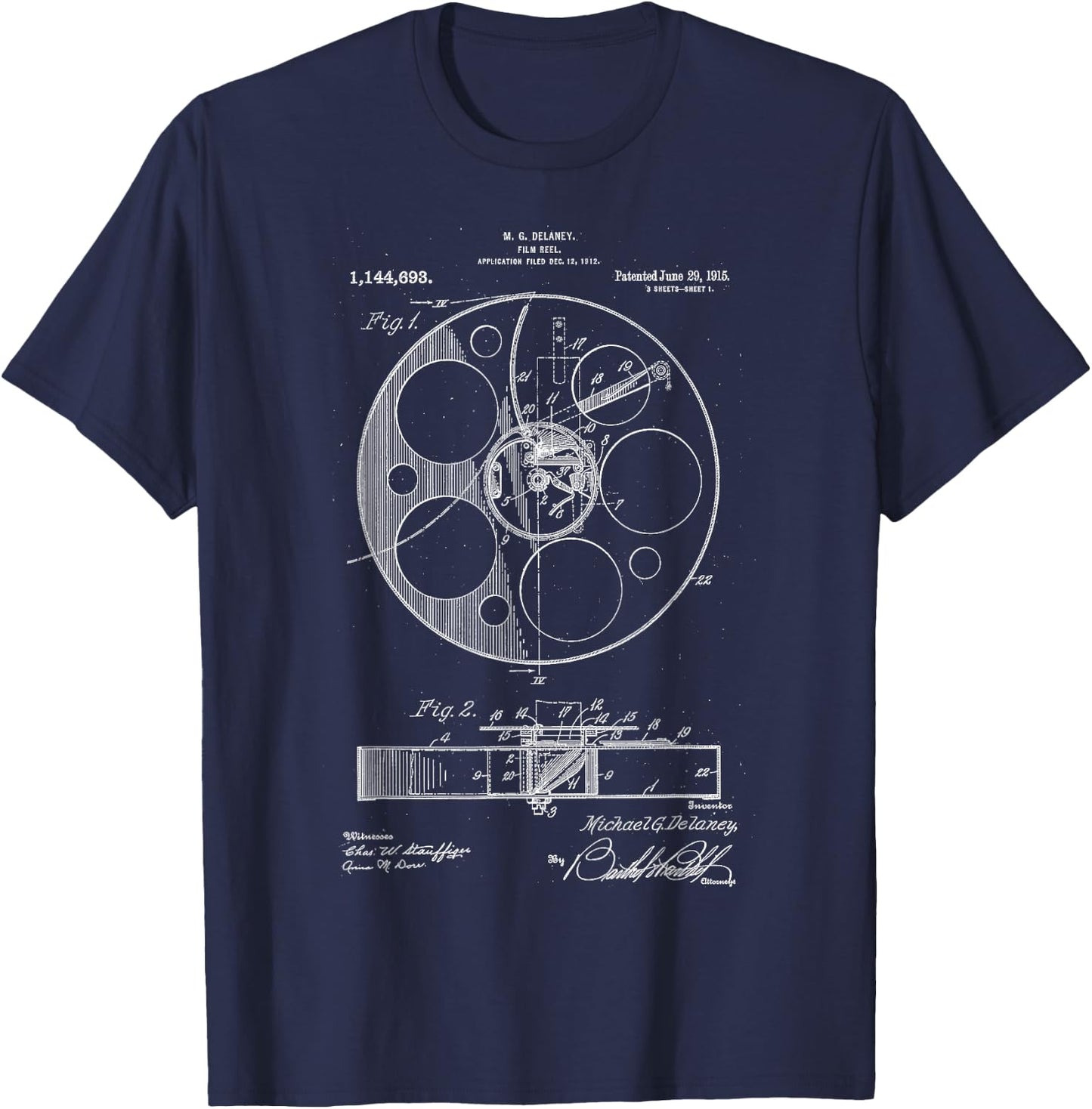 Film Roll Patent Vintage Retro Filmmaker Gift Film T-Shirt - T-Shirt | Navy