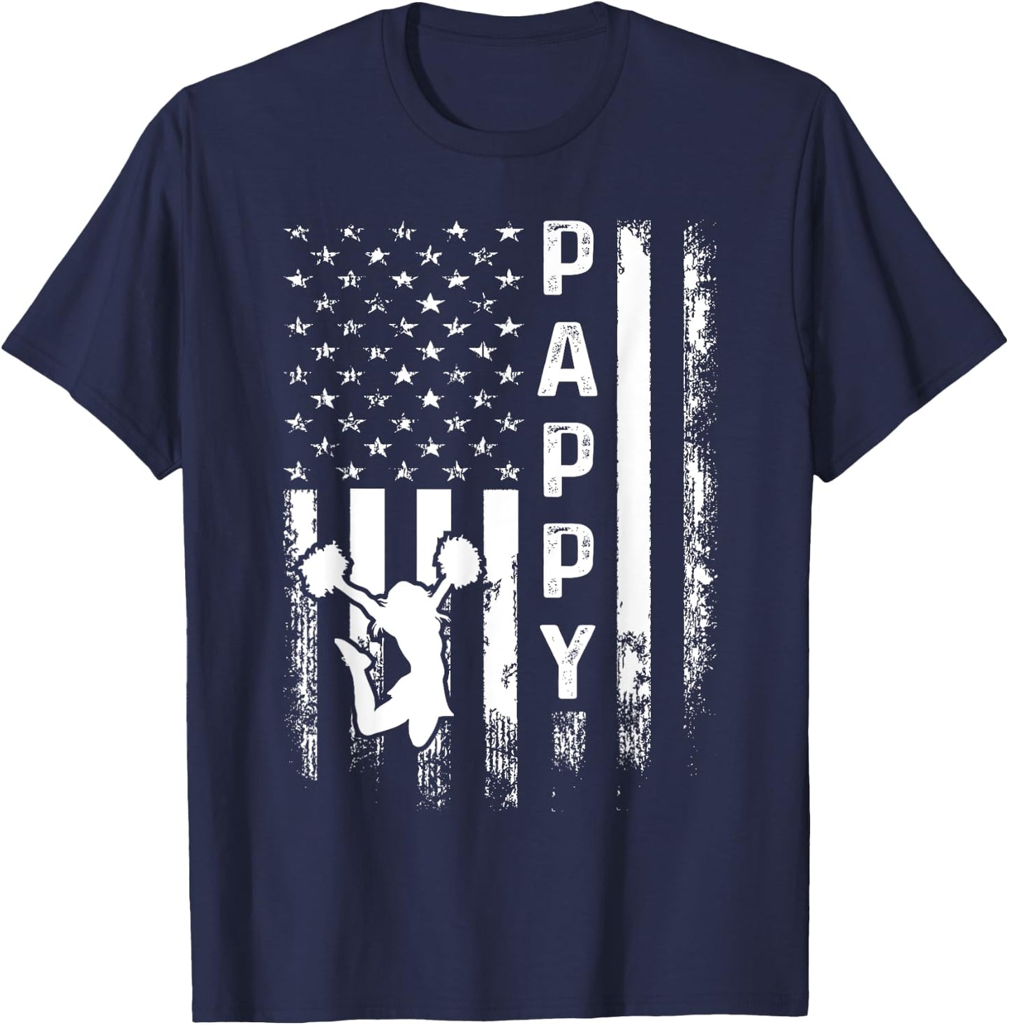 Cheer Pappy American Flag Cheerleading Cheerleader T-Shirt - T-Shirt | Navy