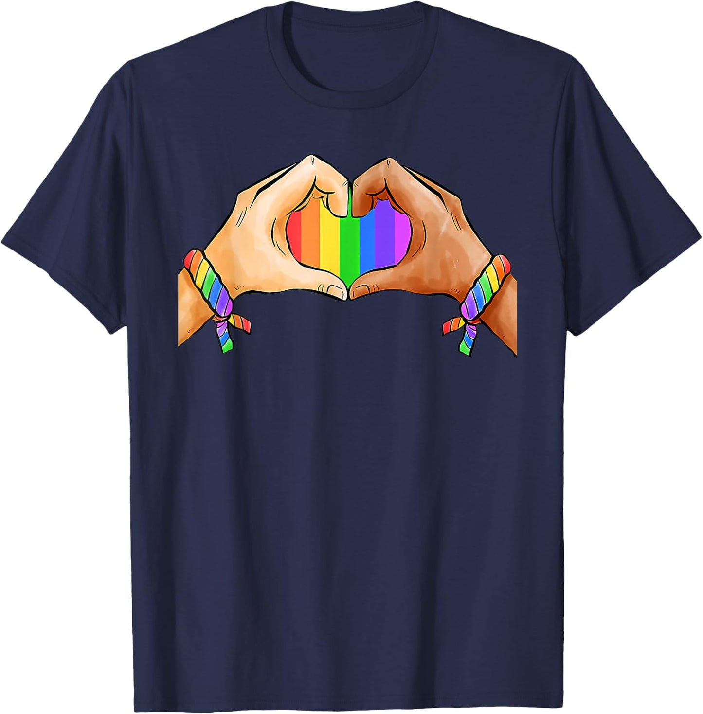 Gay Pride Clothing LGBT Rainbow Flag Heart Unity T-Shirt - T-Shirt | Navy