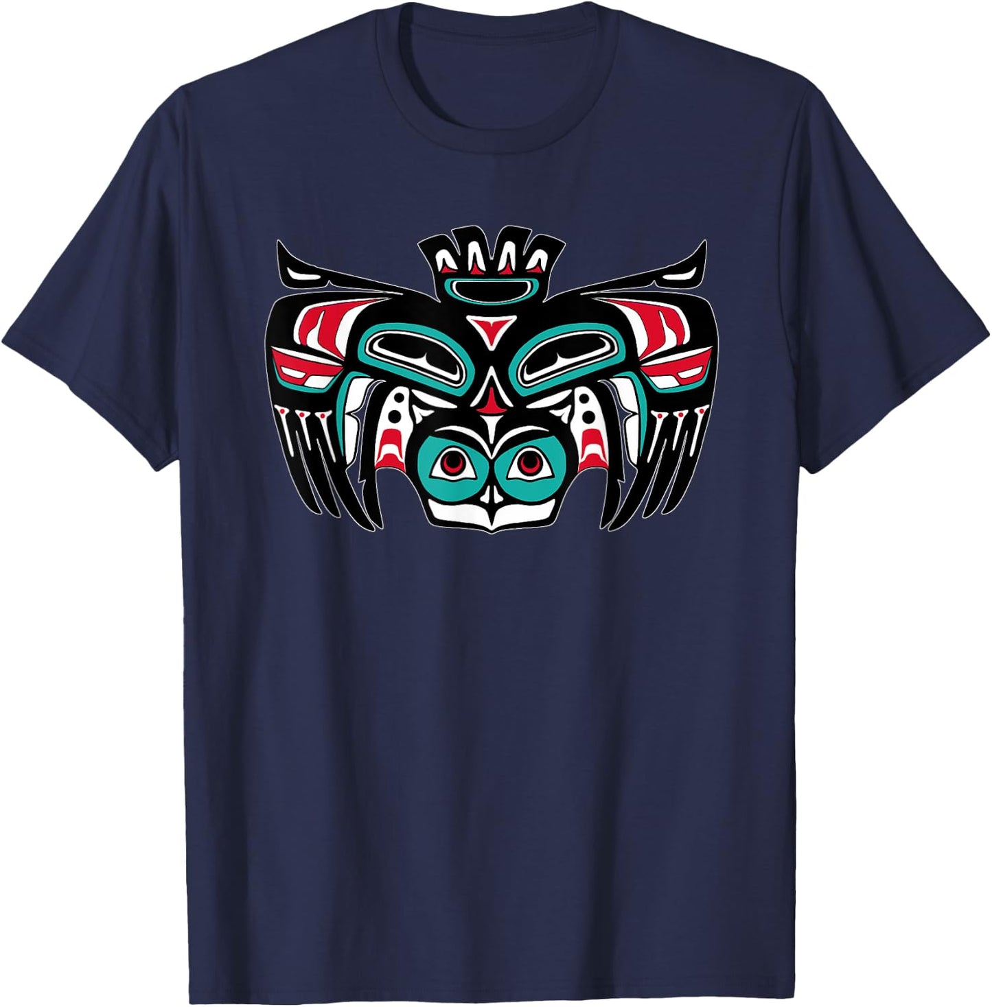 Alaska Native American Indian Style Haida Tlingit Owl Spirit T-Shirt - T-Shirt | Navy