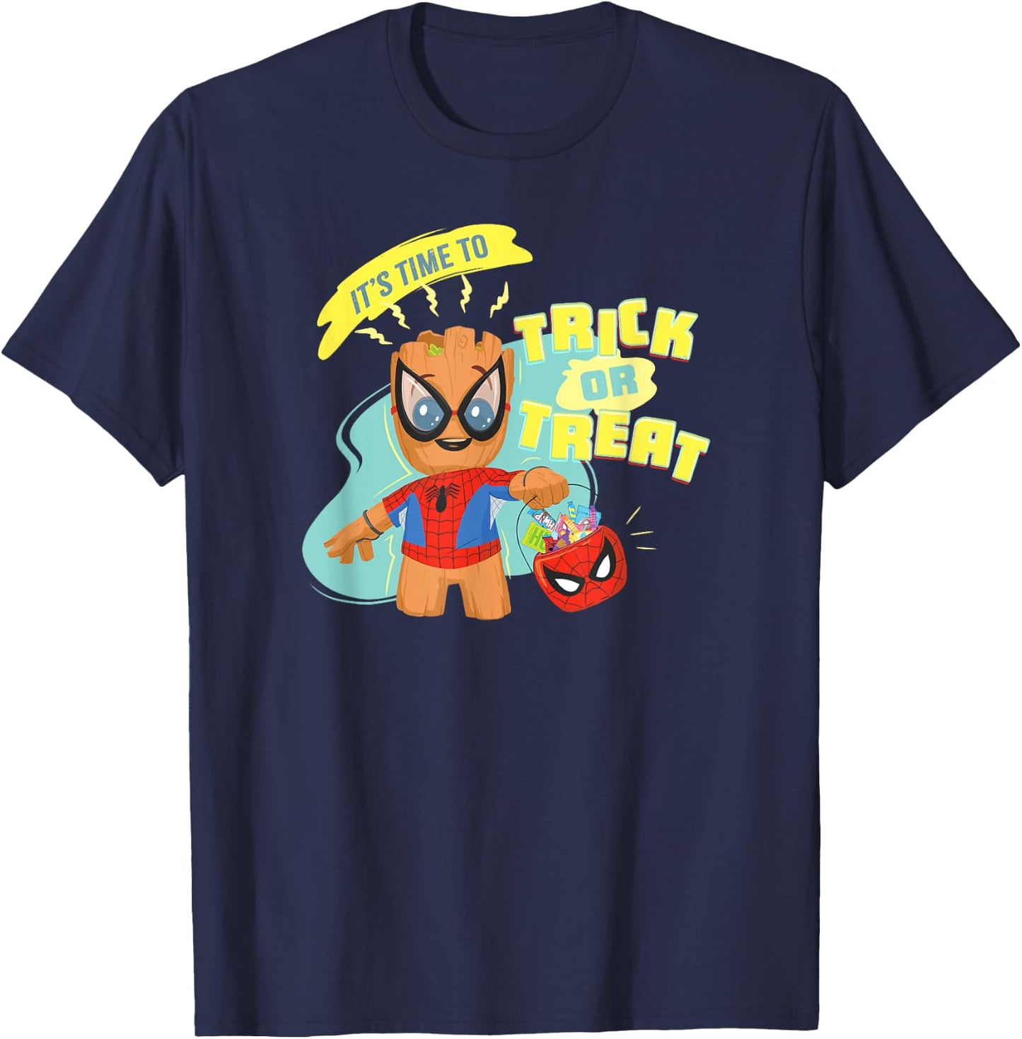 Marvel Groot in Spider-Man Costume Trick or Treat Halloween T-Shirt - T-Shirt | Navy