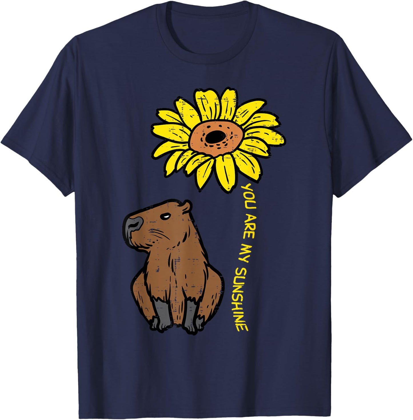 Capybara Sunflower You Are My Sunshine Capy Women Girls Kids T-Shirt - T-Shirt | Navy