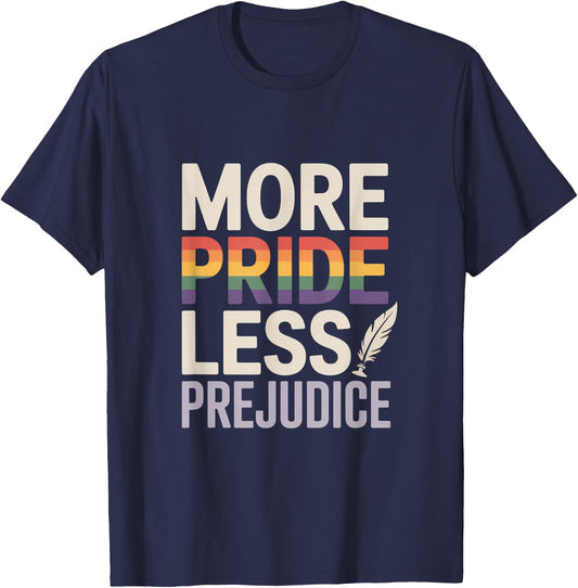More Pride Less Prejudice Rainbow Quill T-Shirt - T-Shirt | Navy
