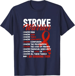 Stroke Warrior Stroke Survivor Stroke Awareness T-Shirt - T-Shirt | Navy