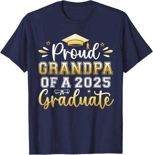 Proud Grandpa of a 2025 Graduate Senior Graduation Men T-Shirt - T-Shirt | Navy
