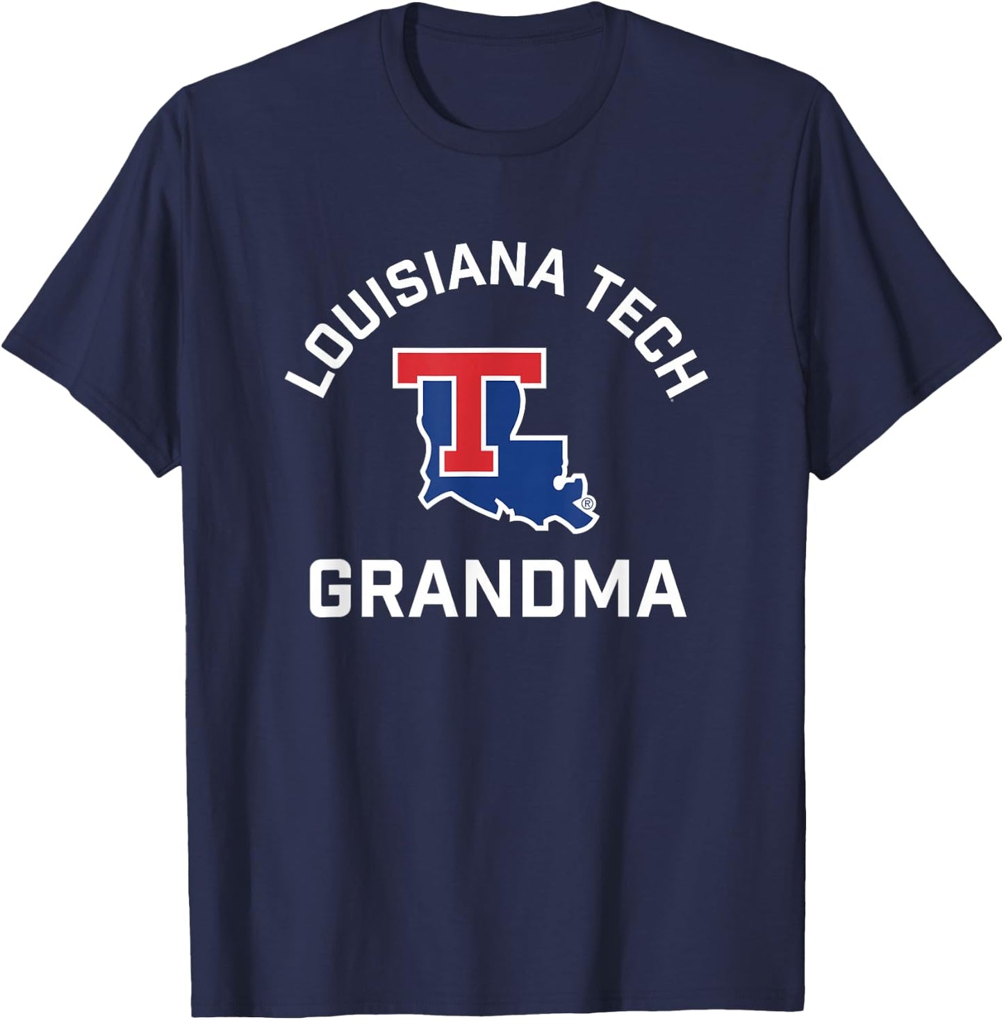 Campus Lab Louisiana Tech Bulldogs Arched Grandma - Blue, X-Small - Short Sleeve - - Classic Fit - Officially Licensed - Louisiana Tech University Fans, Students, and Alumni T-Shirt - T-Shirt | Navy