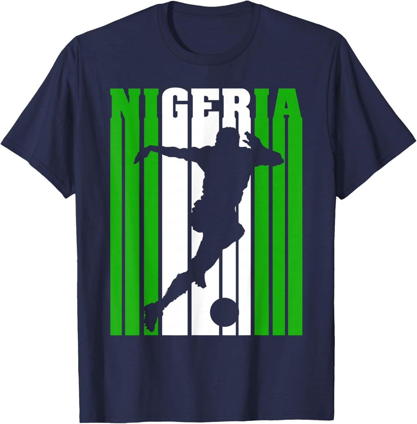 Nigeria Nigerian Flag Soccer Football T-Shirt - T-Shirt | Navy