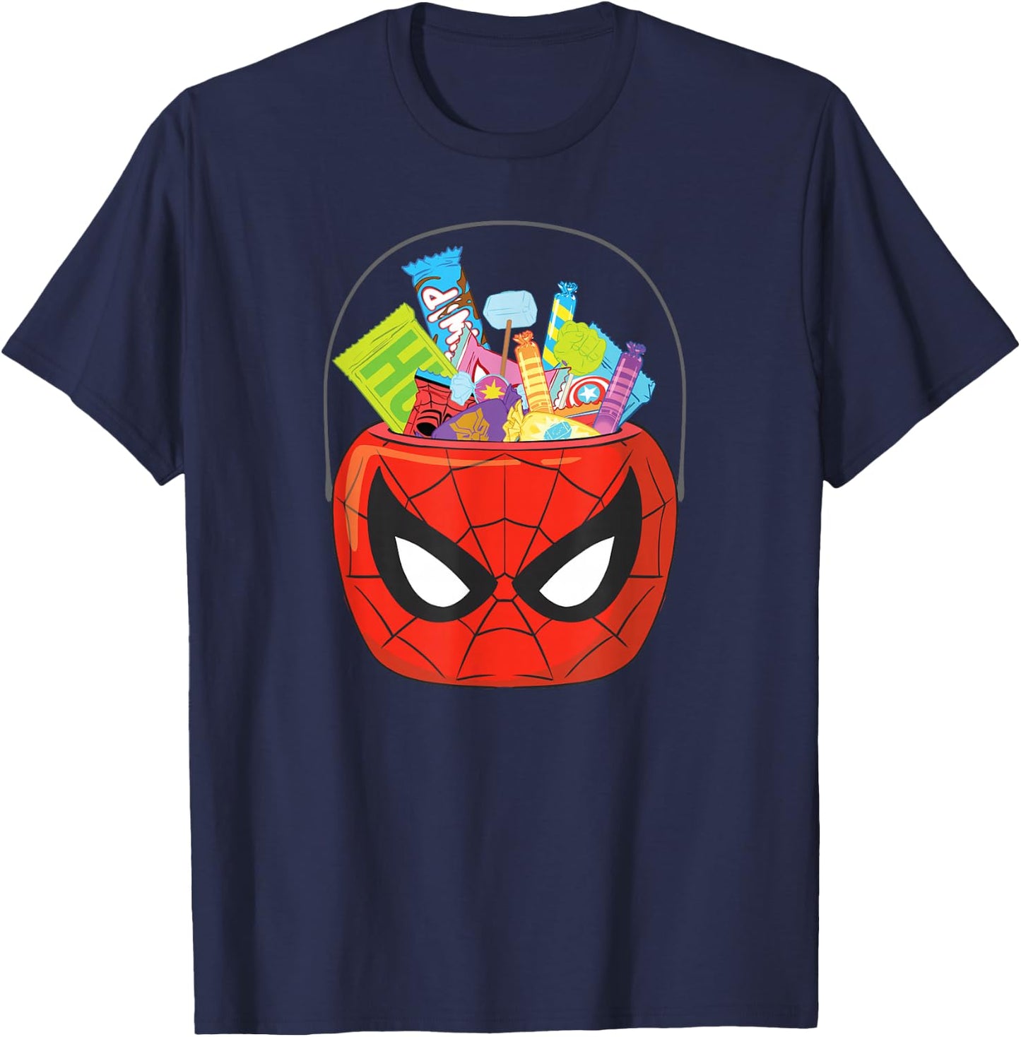 Marvel Spider-Man Halloween Trick or Treat Candy Bucket T-Shirt - T-Shirt | Navy