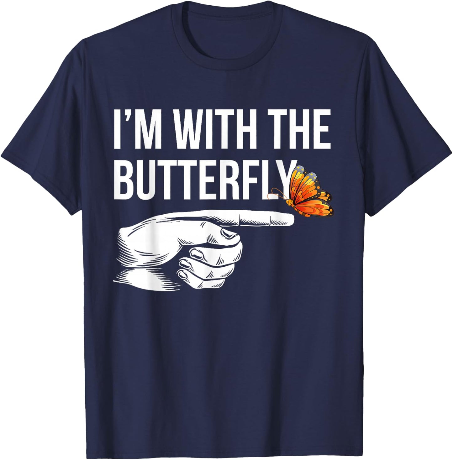 I'm With Butterfly Party Matching Couples Halloween Costume T-Shirt - T-Shirt | Navy