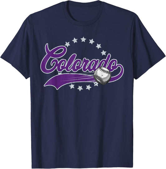 Colorado Baseball Vintage Kids Team Retro Baseball Fan T-Shirt - T-Shirt | Navy