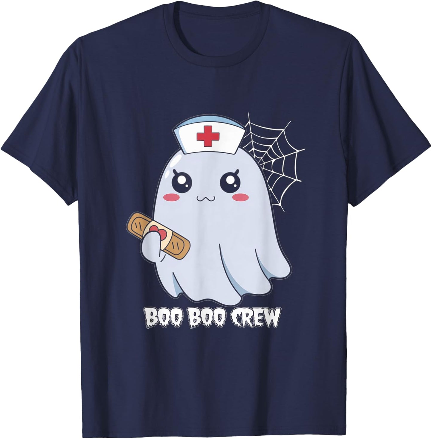 Funny Boo Boo Crew Ghost Nurse Paramedic Halloween Party T-Shirt - T-Shirt | Navy