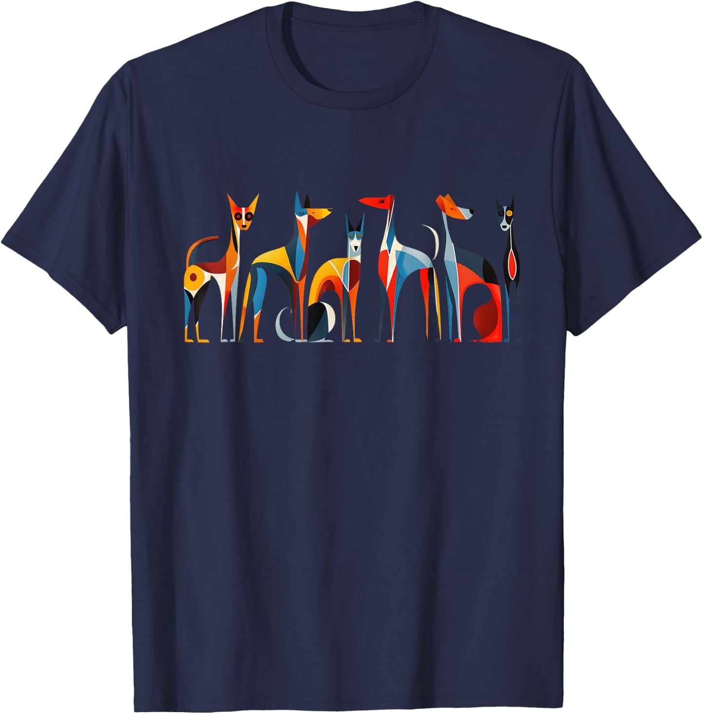 Fuzzy Logic Brand MidCentury Modern Dogs , Small, Black T-Shirt - T-Shirt | Navy