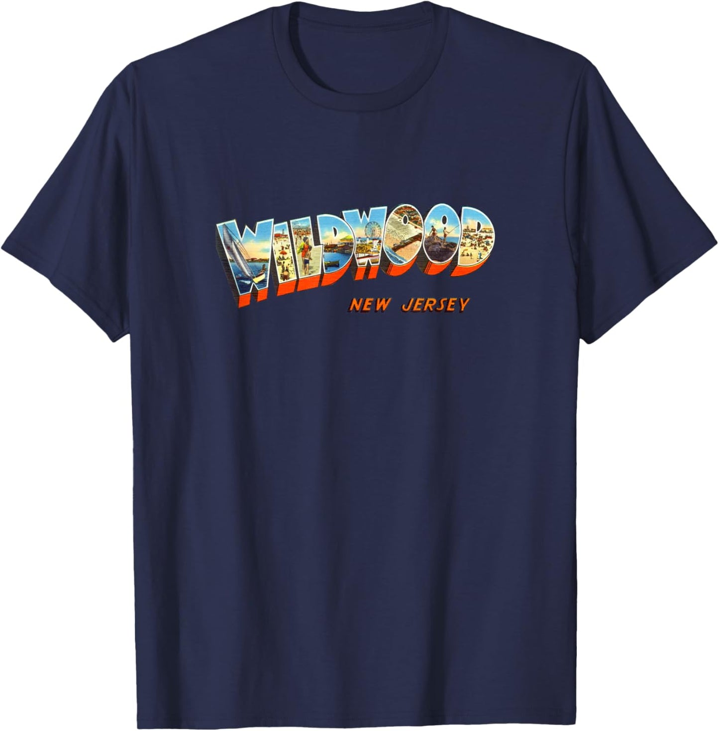 Wildwood Wildwood NJ Shirt Men & Women Retro Vintage T-Shirt - T-Shirt | Navy
