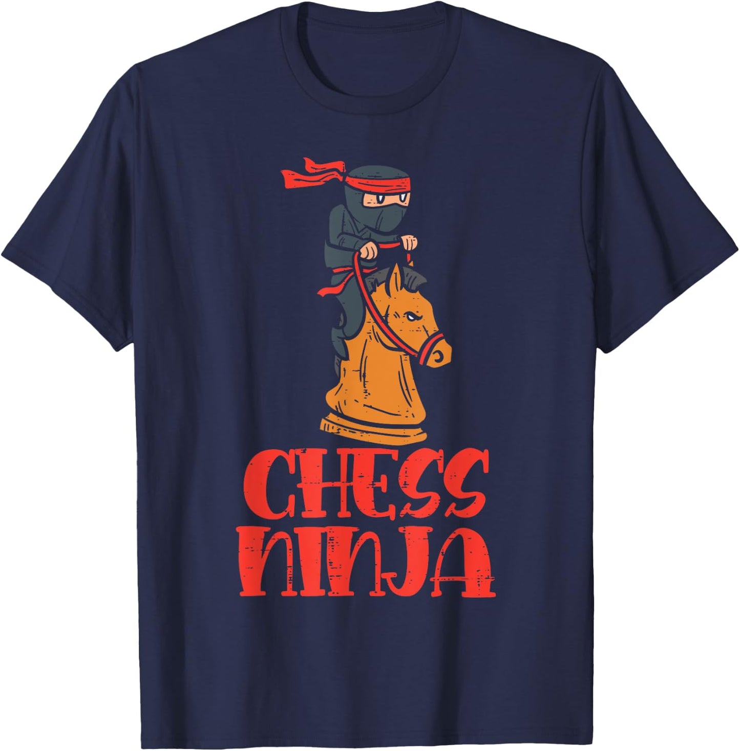 Chess Ninja On Knight Horse Funny Player Boys Girls Kids T-Shirt - T-Shirt | Navy