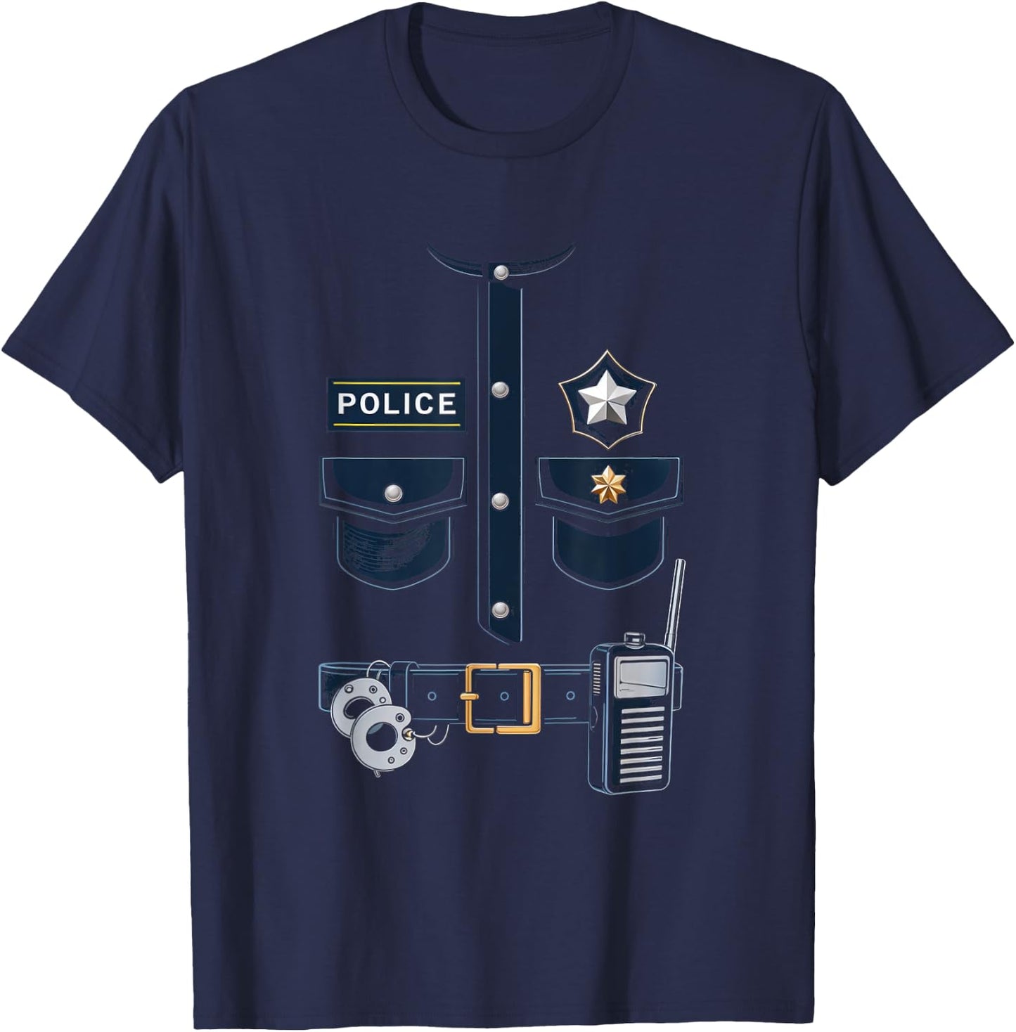 Police Officer Costume Police Badge Police Uniform T-Shirt - T-Shirt | Navy