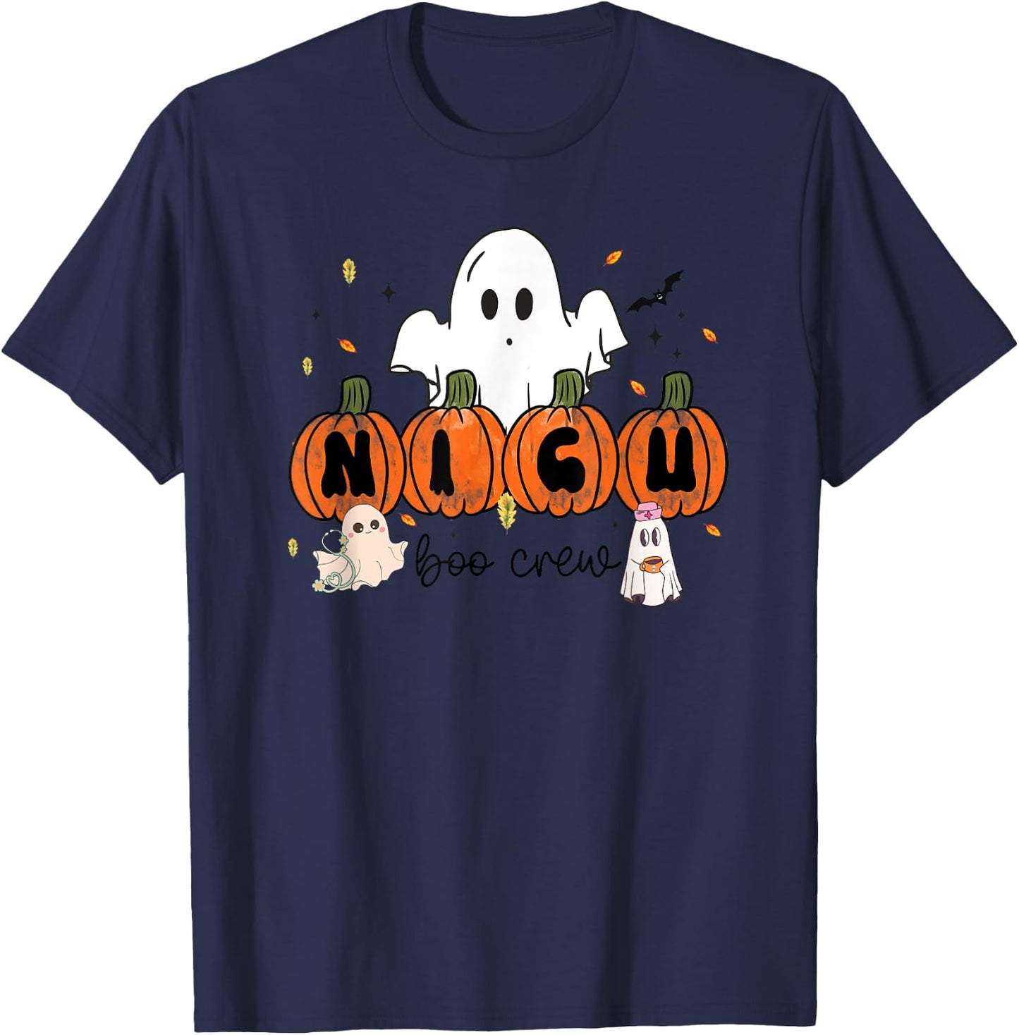 NICU Boo Crew Neonatal Intensive Care Unit Nurse Halloween T-Shirt - T-Shirt | Navy